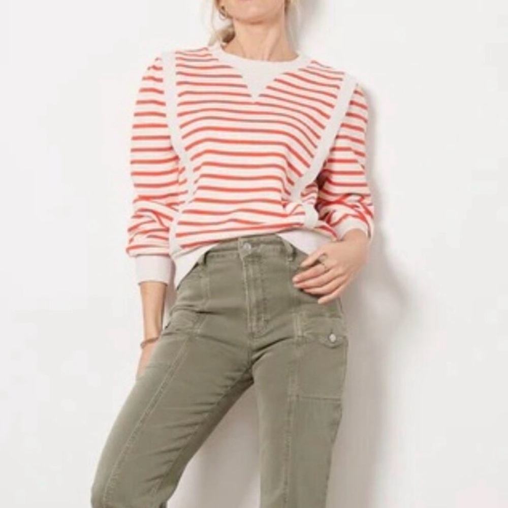 Evereve Amber Stripe Sweatshirt Comfy Cozy Nautical Christmas in RedStripe S